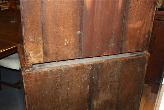 An 18th century walnut and featherbanded chest on chest, W.3ft 6in.